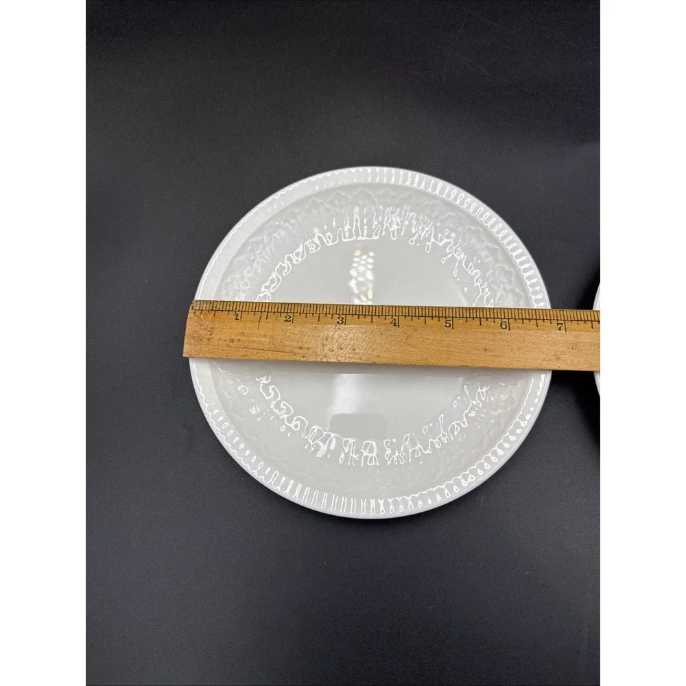 (2) pontesa spain Dessert Plate White Leaf Pattern 6 7/8